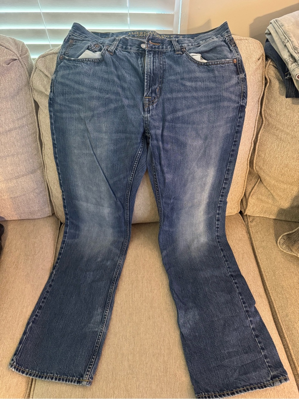 American Eagle Outfitters Men's Dark Blue Bootcut Jeans